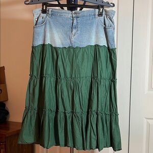 NY Collection Blue and Green A-Line Skirt